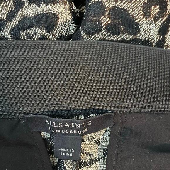 All Saints Jemi Leppo Trouser Wide Leg Cropped Metallic Animal Print Pants 6 - Picture 6 of 7